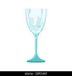 Elemento spazzatura vetro rotto isolato su sfondo bianco, illustrazione vettoriale Illustrazione Vettoriale
