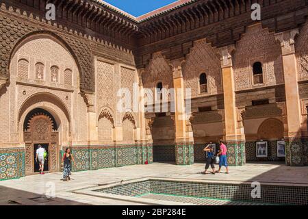 Il Madrasa ben Youssef è una madrasa islamica a Marrakech, in Marocco Foto Stock