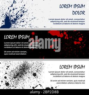 Modelli di banner vettoriali astratti con schizzi neri e rossi Illustrazione Vettoriale