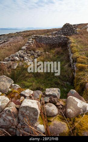 Port-na Caranean un insediamento abbandonato sulla riva meridionale del Loch Scresort sulla costa orientale di Rum nelle Ebridi interne Foto Stock