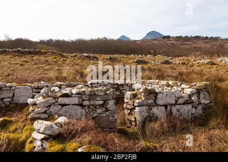 Port-na Caranean un insediamento abbandonato sulla riva meridionale del Loch Scresort sulla costa orientale di Rum nelle Ebridi interne Foto Stock