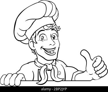 Chef di cucina Baker pollice su Cartoon Illustrazione Vettoriale