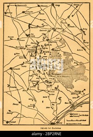 Europa, Deutschland, Frankreich, Deutsch-Französischer Krieg, Plan der Schlacht bei Coulmiers, Motiv aus: Der Krieg zwischen Frankreich und Deutschland in den Jahren 1870-1871 ', von J. Scheibert, Verlag von W. Pauli´s Nachfolger (H. Jerosch ), Berlino, 1895. / Europe, Germany, France, guerra franco-prussiana, battaglia di Coulmiers , immagine di : ' Der Krieg zwischen Frankreich und Deutschland in den Jahren 1870-1871' (guerra fra Francia e Prussian 1870-1871 ), dall' AVVOCIO J. Scheibert, casa editrice W. Pauli´s successor (H. Jerosch ), Berlino, 1895. Foto Stock