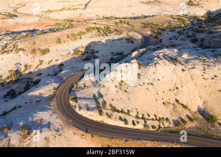 Le viste astratte aeree di Head of the Rocks si affacciano lungo la panoramica Utah Highway 12 Foto Stock