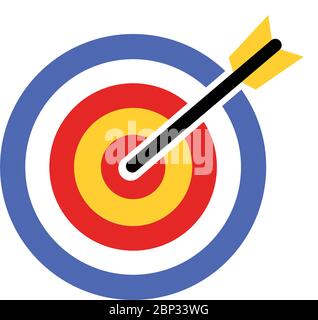 Icona piatta del bersaglio su vettore bianco isolato Illustrazione Vettoriale