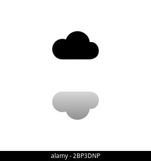 Cloud. Simbolo nero su sfondo bianco. Illustrazione semplice. Icona vettore piatto. Specchia ombra di riflessione. Può essere utilizzato in logo, Web, mobile e UI UX p Illustrazione Vettoriale