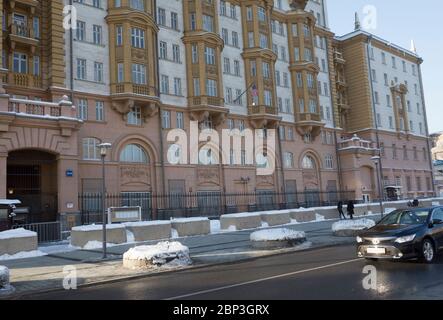 13 febbraio 2018, Mosca, Russia. La costruzione dell'Ambasciata degli Stati Uniti a Mosca. Foto Stock