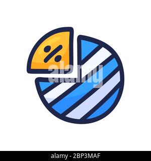 Grafico a torta con icona del doodle vettoriale con contorno del dollaro. Grafico a torta cartoni animati a linee sottili con icona del dollaro, vettore piatto semplice elemento illustrazione. Illustrazione Vettoriale