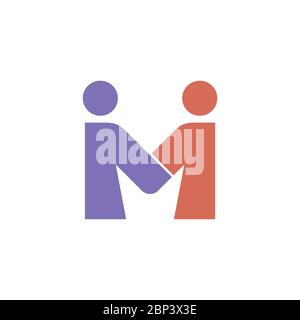 Lettera M Coppia uomo lettera Logo modello Illustrazione Design. EPS vettoriale 10. Foto Stock