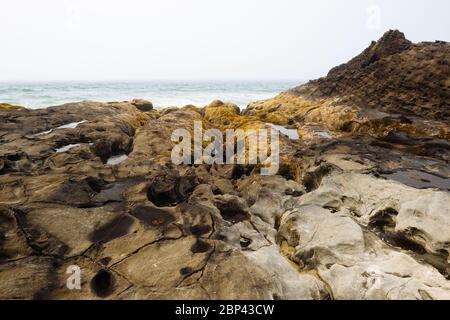 Costa frastagliata vicino a Tow Hill nel Parco Provinciale di Naikoon, Haida Gwaii, Columbia Britannica Foto Stock