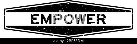 Grunge nero Empower parola esagonale guarnizione in gomma timbro su sfondo bianco Illustrazione Vettoriale