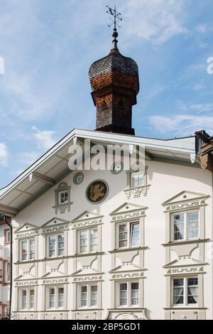Il vecchio municipio, Marktstraße, Market street, Bad Toelz, Alta Baviera, Baviera, Germania, Europa Foto Stock