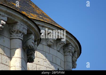 Dettagli sul tetto di un castello francese nella Valle della Loira Foto Stock