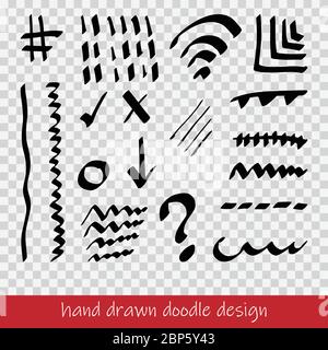 Set di Vector grunge spazzole. Astratta disegnata a mano tratti di inchiostro Illustrazione Vettoriale