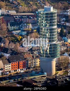 Vista aerea, Exzenterhaus è un grattacielo per uffici a Universitätsstrasse, Bochum, zona Ruhr, Nord Reno-Westfalia, Germania Foto Stock