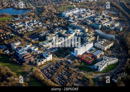 Vista aerea, Heinrich Heine University Düsseldorf, Centro per le scienze della vita sintetica, X cromosoma display, Düsseldorf, Renania Settentrionale-Vestfalia, Germania Foto Stock