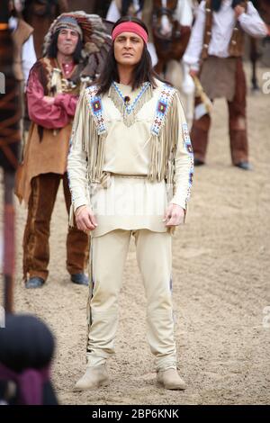 Alexander Klaws (Winnetou), introduzione stampa della nuova stagione del Kayl May Festival sotto avvoltoi - il Figlio del Baehrenjaeger, Bad Segeberg, 21.06.2019 Foto Stock