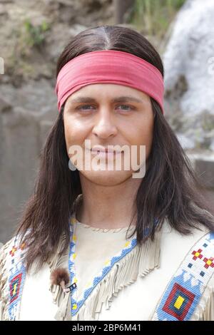 Alexander Klaws (Winnetou), introduzione stampa della nuova stagione del Kayl May Festival sotto avvoltoi - il Figlio del Baehrenjaeger, Bad Segeberg, 21.06.2019 Foto Stock