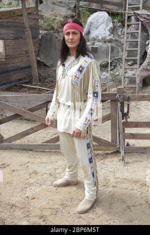 Alexander Klaws (Winnetou), introduzione stampa della nuova stagione del Kayl May Festival sotto avvoltoi - il Figlio del Baehrenjaeger, Bad Segeberg, 21.06.2019 Foto Stock
