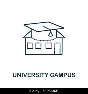 Icona del campus universitario della collezione Education. Icona del campus universitario di linea semplice per modelli, web design e infografiche Illustrazione Vettoriale