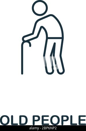Icona anziani della raccolta di cure per anziani. Semplice elemento di linea simbolo di persone anziane per modelli, web design e infografiche Illustrazione Vettoriale