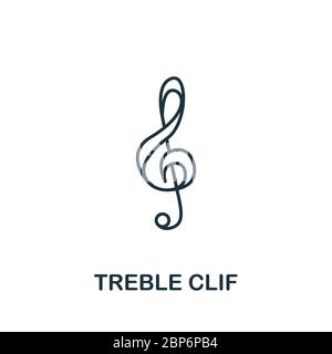 Icona TREBLE Clef della raccolta musicale. Icona Treble Clef di linea semplice per modelli, web design e infografiche Illustrazione Vettoriale
