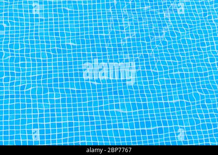 Piastrelle mosaico pavimento blu della piscina, superficie d'acqua con increspatura. Texture o sfondo. Foto Stock