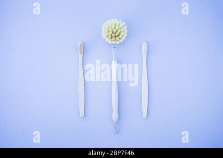 Eco spazzola consumo sostenibile cura del corpo sisal riciclare bambù Foto Stock