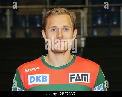 Giocatore svedese di pallamano Albin Lagergren, SC Magdeburg, Liqui Moly HBL, Pallamano-Bundesliga Stagione 2019-20 Foto Stock