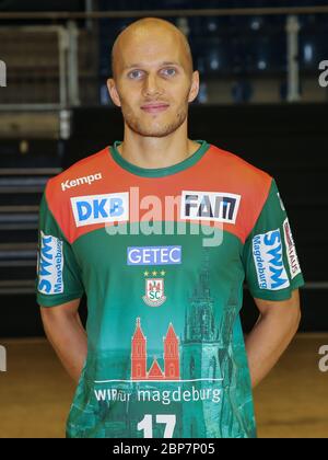 Giocatore tedesco di pallamano Tim Hornke, SC Magdeburg, Liqui Moly HBL, Pallamano-Bundesliga Stagione 2019-20 Foto Stock