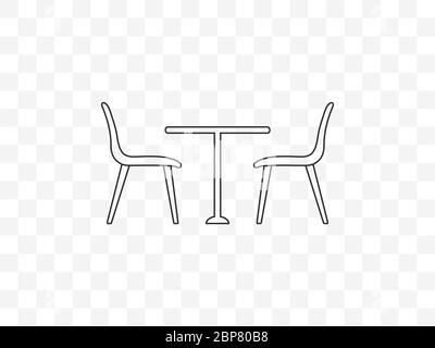 Icona sedia, tavolo. Illustrazione vettoriale, design piatto. Illustrazione Vettoriale