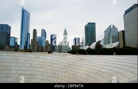 Chicago, Illinois, skyline sul lungomare Foto Stock