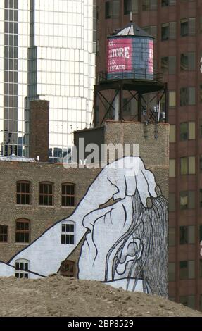 Murale su un edificio nel centro di Chicago, Illinois Foto Stock