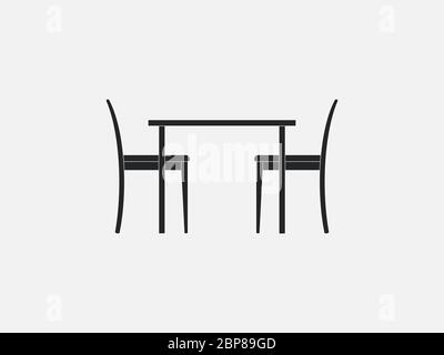 Icona sedia, tavolo. Illustrazione vettoriale, design piatto. Illustrazione Vettoriale