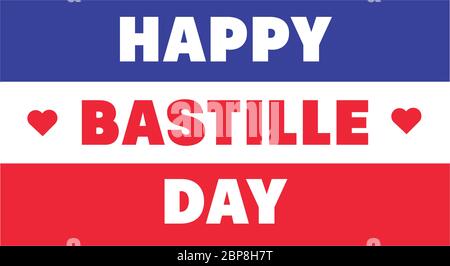 scritta bastille day con disegno a mano con bandiera Illustrazione Vettoriale