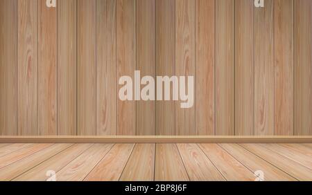 parete di legno e pavimento in legno prospettico. Concept stile vintage degli interni Foto Stock