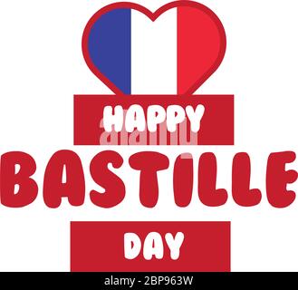 stile di disegno a mano con scritta bastille day Illustrazione Vettoriale