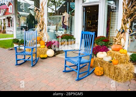 Il negozio con Fall Harvest Display, Stowe, Vermont Foto Stock