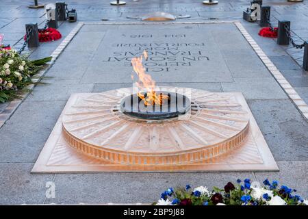 La fiamma del milite ignoto sotto l'Arc de Triomphe a Parigi, Francia Foto Stock