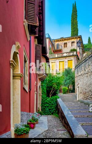 Scalinata Castel San Pietro, Verona, Italia Foto Stock