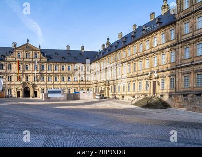 Città vecchia panorama comprendente la nuova residenza intorno Domplatz di Bamberg, una città della Baviera Foto Stock