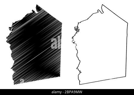 Jasper County, Georgia (Stati Uniti, Stati Uniti d'America, Stati Uniti, Stati Uniti, Stati Uniti) mappa illustrazione vettoriale, schizzo di scarabocchio mappa Jasper Illustrazione Vettoriale