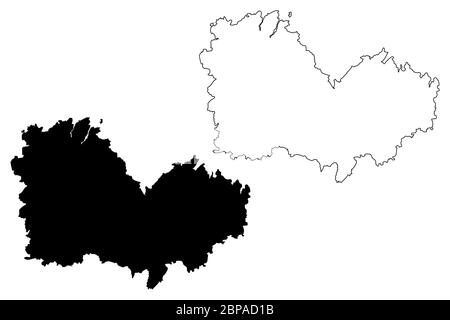 Dipartimento Cotes-d'Armor (Francia, Repubblica francese, Bretagna o Bretagna) mappa vettoriale illustrazione, schizzo della mappa Cotes-du-Nord Illustrazione Vettoriale
