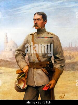 Lord Kitchener di Sir Hubert von Herkomer e Frederick Goodall, olio su tela, 1890. Ritratto di Horatio Herbert Kitchener, i conte Kitchener di Khartoum Foto Stock