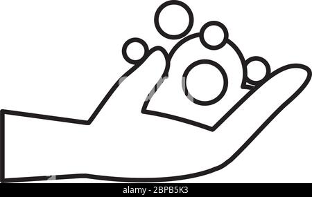 covid 19 coronavirus prevenzione lavaggio mani schiuma vettore illustrazione icona stile linea Illustrazione Vettoriale