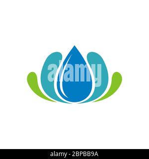 Disegno di illustrazione del modello di logo ornamentale di acqua blu di spruzzatura. EPS vettoriale 10. Foto Stock