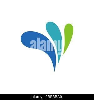 Disegno di illustrazione del modello di logo ornamentale di acqua blu di spruzzatura. EPS vettoriale 10. Foto Stock