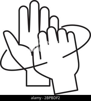 covid 19 prevenzione del coronavirus corretto processo di lavaggio delle mani icona di illustrazione vettoriale stile di linea Illustrazione Vettoriale