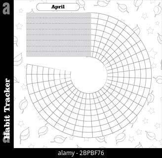 Il tracker di abitudine è vuoto. Modello rivista bullet. Pianificatore mensile. Illustrazione vettoriale. Organizer per stampa, diario, pianificatore per scopi importanti Illustrazione Vettoriale