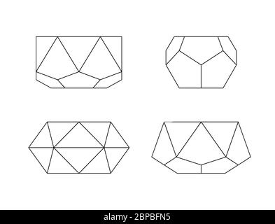 Vasi di fiori contorno. Serie vettoriale di piantatrici geometriche minimali alla moda. Diverse forme di poliedro Illustrazione Vettoriale